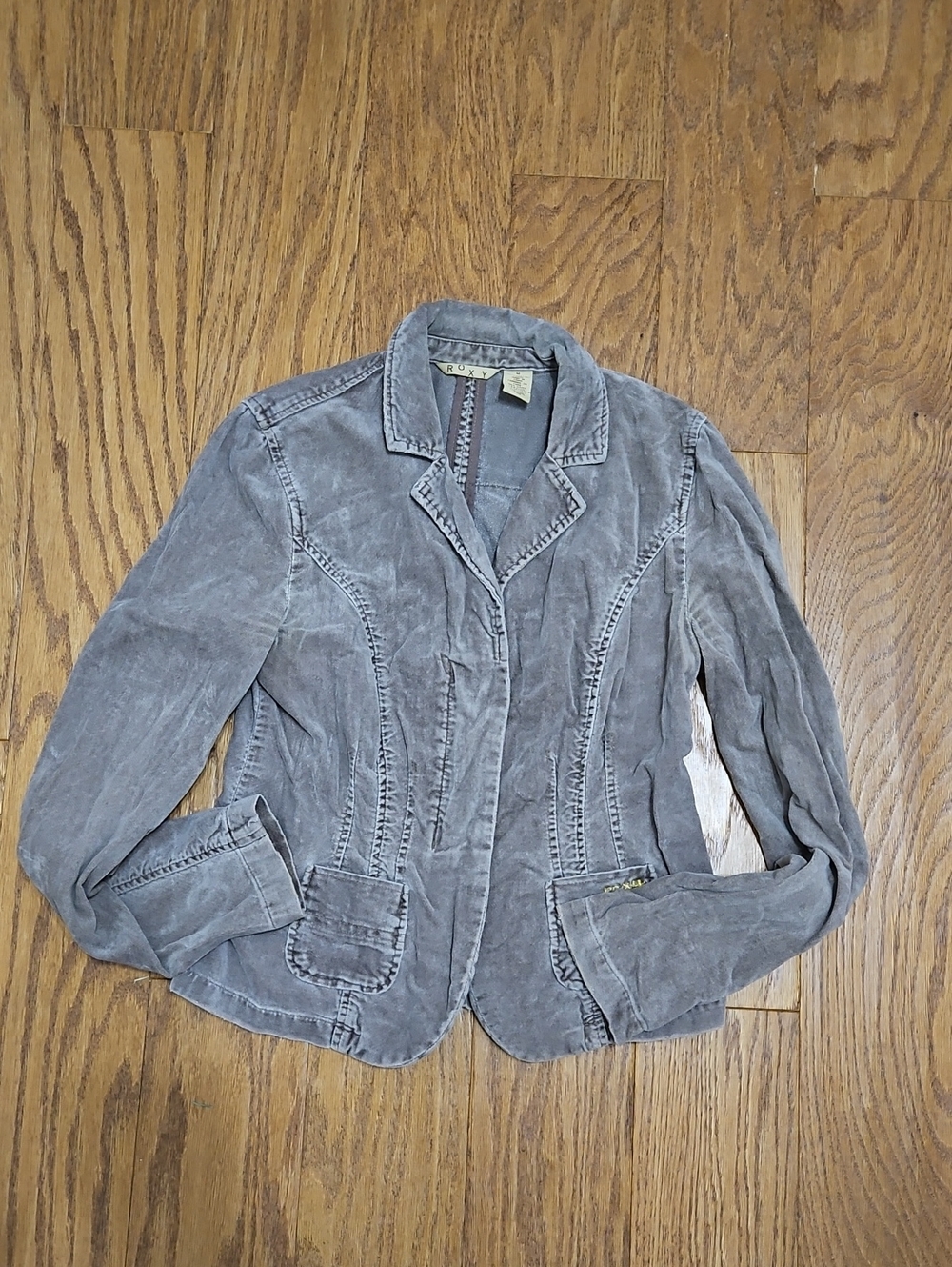 Vintage Roxy Y2K Gray Corduroy Blazer Jacket Medium